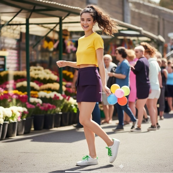 KATE SPADE SATURDAY PURPLE MINI SKIRT DEEP PLUM s Peplum flare Sz 0 texture NWT - Picture 3 of 15